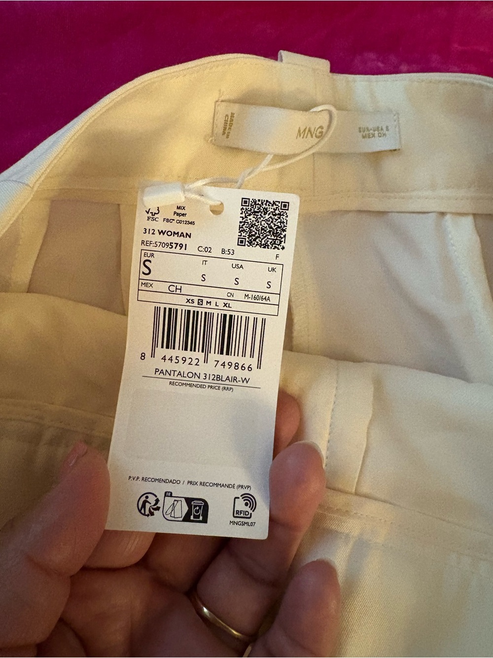 MNG Off White High-Waist Pants.
